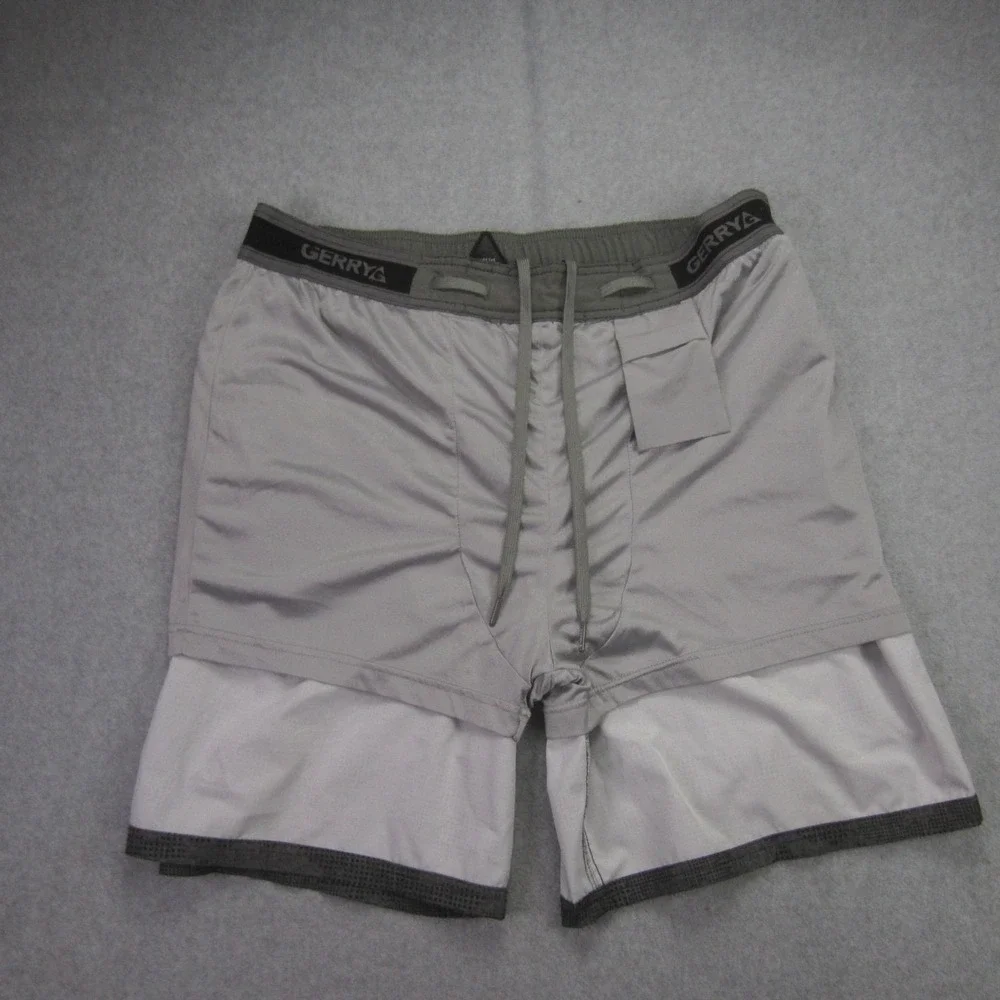 Gerry Mens 37 Swim Trunks Gray Camo AOP Hybrid Lined Boardshorts Built In Brief